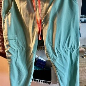 Figs Mint Jogger Pants with Coral Drawstring